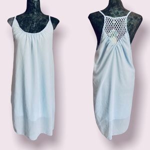 Baby Blue Chiffon Sundress with Fishnet Back